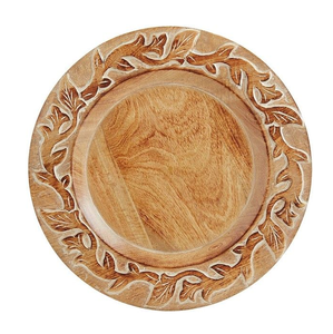 Placas de cargador de madera para servir cenas Placa de cargador de madera de acacia pulida para el hogar Proveedor de hoteles Artesanías Precio más bajo - Product Image 6