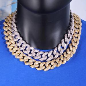 Cadena Cubana de Plata 925 con Incrustaciones de Diamantes de Moissanita Incoloros de 20 mm, Collar Brillante para Hombre, Moda a Bajo Precio - Product Image 1