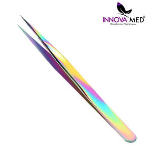 Juego de pinzas para extensión de pestañas de acero inoxidable OEM, pinzas para pestañas de Punta puntiaguda recta y curva - Product Image 3