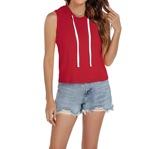 Vente en gros été sans manches Gym Workout sweats à capuche athlétiques vierges sweat à capuche sans manches pour femmes - Product Image 4