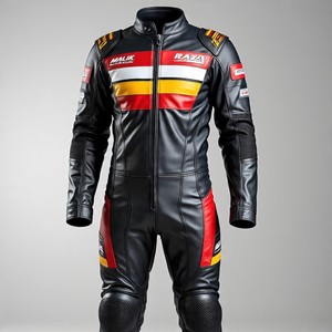 Traje de cuero para motociclismo | Malik Raza | Pedidos al por mayor | Paneles ventilados y de piel de vaca Premium - Product Image 1