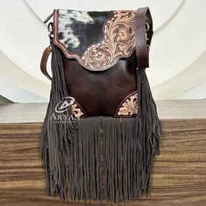 Sac à main bandoulière en cuir de vachette fleuri tendance de qualité supérieure pour femmes, sac à main de luxe vintage de créateur - Product Image 1