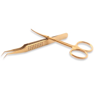 Pince à épiler en acier inoxydable super résistante pour extensions de cils, anti-statique, à haute occlusion, couleur or, outils de beauté - Product Image 2