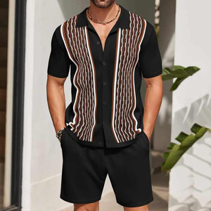 Custom Luxury <b>Men's</b> Winter Short <b>Shirt</b> and <b>Beach</b> Shorts Set Short Sleeve Velour Fabric Eco-Friendly 3D Pattern Sporty Design - Product Image 1