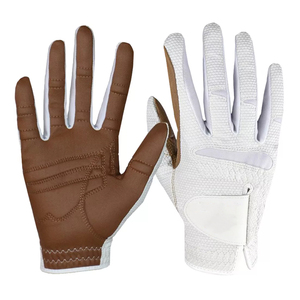 Gants de golf à doigts entiers en cuir véritable pour hommes, vêtements de sport respirants de couleur blanche pour gaucher vente en gros - Product Image 3