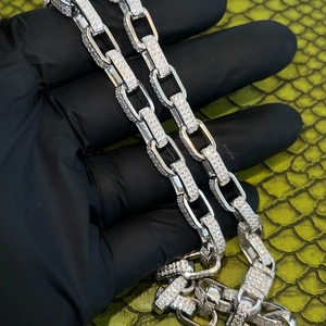 Haute qualité Hip Hop bijoux fins en acier inoxydable laboratoire créé VVS Moissanite diamant glacé cubain lien chaîne collier unisexe cadeau - Product Image 5