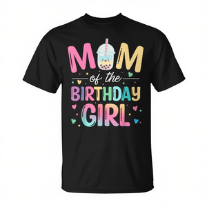 Camiseta Familiar para Mamá de la Cumpleañera, Fiesta de Té de Burbujas Boba, Diseño Personalizable Promocional para Ocasiones Especiales - Product Image 2