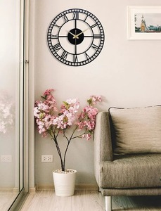 นาฬิกาแขวนผนังสีดำสไตล์โรมันทรงกลมดีไซน์คลาสสิกเหมาะสำหรับบ้านออฟฟิศร่วมสมัยและผนังห้องนอน - Product Image 6