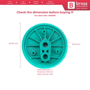 Engranaje de Reparación del Motor del Limpiaparabrisas Trasero BGE683, 64.5 mm de Diámetro, 105 Dientes, para Transit Tourneo Connect MK1 - Product Image 5