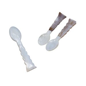 Cuillères en nacre blanche, cuillères à caviar haut de gamme, cuillères à dessert, cuillères à soupe de petite taille en gros, logo personnalisé acceptable - Product Image 2