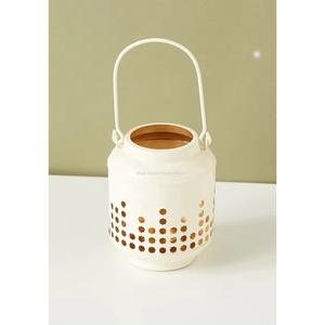 Wholesaler Iron Metal Candle <b>Lantern</b> White Finished Cutout Design for Home Event Party Lighting Decor Hanging <b>Lantern</b> - Product Image 5