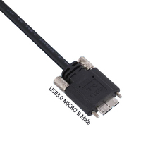 90 grados USB3.0 5Gbps Micro-B Cable tornillo bloqueo trenzado blindaje ángulo recto para transferencia de datos de extensión de computadora