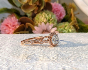 Anillo de Compromiso y Boda Lurba Jewels, Oro Rosa Sólido de 14K, Corte Cojín, Diamante Cultivado en Laboratorio, Certificado IGI, Estilo Vintage con Halo - Product Image 5