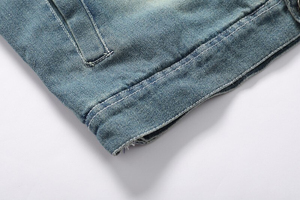 Veste en jean pour homme en matière douce, veste d'hiver, veste longue décontractée, couleur unie, coupe ajustée, veste en jean en coton pour homme - Product Image 6