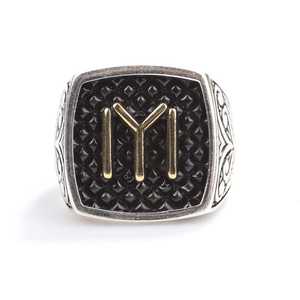 Bague pour homme en argent sterling 925, objet de collection culturel, avec serti clos en forme de bouclier et gravure de bras de la tribu Kay, pour usage quotidien - Product Image 4