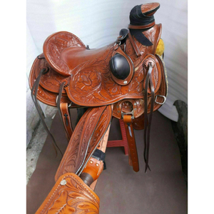 Nouvelle Selle Western en Cuir Premium de Haute Qualité, Sculptée à la Main avec Motifs Floraux, Style Western pour la Course de Barrières et la Randonnée Compétitive - Product Image 5