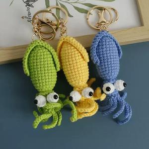 Bolso colgante portátil de ganchillo de terylene hecho a mano con diseño de calamar de dibujos animados, colores bonitos, diseño de animal marino de anime, para la vuelta al cole - Product Image 2