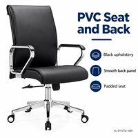 Chaise de bureau moderne en cuir PVC noir à dossier haut avec base et accoudoirs chromés pour cadres et salles de conférence