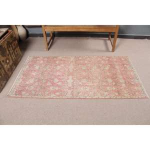Tapis vintage, tapis turc 2,9x5,6 pieds, tapis en laine à imprimé animal rouge et bleu - Product Image 2