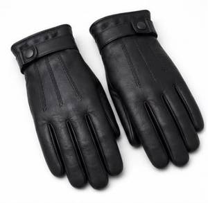 Gants d'hiver thermiques en cuir véritable de qualité supérieure avec doublure en laine, compatibles écran tactile et détection d'aiguille pour hommes - Utilisation sportive en extérieur - Product Image 3