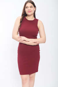 OEM ODM Vestido ajustado sin mangas para mujer Diseño de punto acanalado con cuello redondo por encima de la rodilla para uso diario y ocasiones nocturnas - Product Image 2