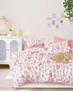 100% Organic Luxury 4PC Floral Modern <b>Twin</b> Bedding Set 300TC Soft Fitted Sheets Cooling - Product Image 1