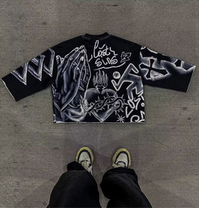 T-shirt de luxe personnalisé à manches 3/4 avec lavage à l'acide injection directe Streetwear court surdimensionné Vintage Boxy pour hommes Service OEM - Product Image 3