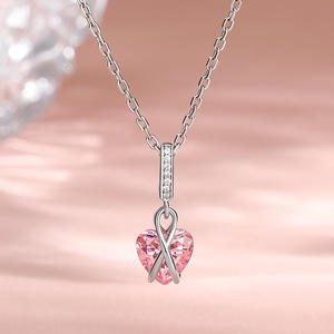 Collier en argent sterling Jeulia Eternal Love avec pendentif en forme de cœur, zircon plaqué rhodium et pierres de naissance en perles - Product Image 5