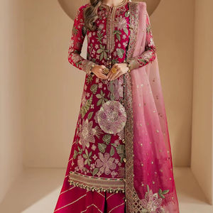 Lehenga Choli Pakistaní Indio de Chifón Bordado para Fiesta con Elegante Adorno, Tela Acrílica que Absorbe la Humedad - Product Image 1