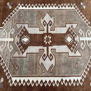 0.4x8.5 ft Vintage Rug, <b>Brown</b> Oriental Turkish Rug <b>Wool</b> - Product Image 3