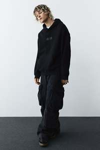 Sudadera con capucha estampada de corte holgado para hombre de calidad superior, sudaderas negras de manga larga con bolsillo lateral de canguro, chaqueta de lana de invierno de algodón - Product Image 6