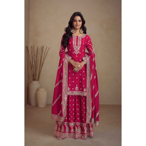 Fabricante de colecciones de trajes de desgaste festivo Heavy Real Chinon de diseñador exclusivo de lanzamiento por Royal Export en Surat Gujarat - Product Image 1