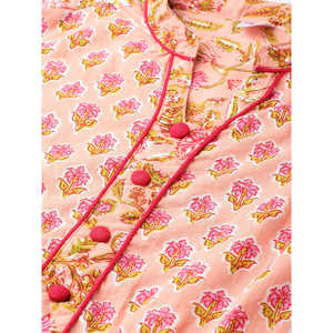 Ensemble Anarkali Kurta pour femmes en coton rose à imprimé floral, 48 pouces - Product Image 3