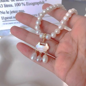 Collier Vintage Puissant en Or 14K avec Perles Naturelles Fritillaria de Grade AAAA, Pendentif Ruyi Fait Main, Breloque <span class=keywords><strong>Joker</strong></span> - Product Image 3