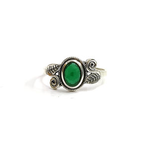 Natural <b>Emerald</b> Gemstone <b>Ring</b> Oval Cut with Vintage 925 Sterling <b>Silver</b> Style Everyday Wear Unisex Jewellery - Product Image 1