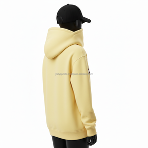 Sweat à capuche pour femme en tissu polaire 330 GSM, jaune, avec logo brodé personnalisé, style streetwear, vêtements d'hiver, basiques pour femmes - Product Image 5