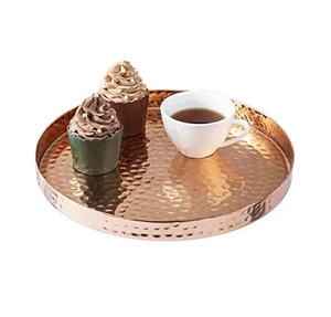 Plateau en cuivre avec support Plateau à chocolat de service pour plateau de service en cuivre de forme ronde bon marché de taille personnalisée - Product Image 5