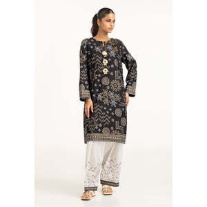 Chemise et shalwar en crêpe imprimé or et laqué de style bohème IUSTTS-621 pour le printemps/été - Product Image 4