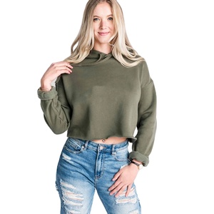 Custom Womens Cropped Hoodie Sweatshirt Blank Hooded <b>Top</b> OEM ODM Wholesale Manufacturer Supplier - Product Image 1