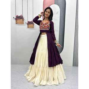 Lanzamiento de Navratri Special Lehenga Choli Fabric Pure Cotton con Gamathi & Real Mirror Work - Product Image 1