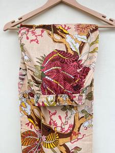 Traje de noche de algodón 100% hecho a mano indio, ropa de dormir informal elegante con estampado Floral para paseos matutinos de primavera, Popelina de verano y otoño - Product Image 6