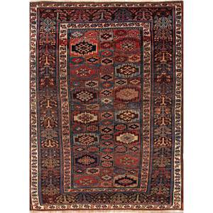 Alfombra de Lana Anudada a Mano Kiaan Paem-1085 Azul, Estilo Boho Geométrico Abstracto para Adolescentes, Rectangular, para Pasillo, Sala de Estar, Uso Doméstico - Product Image 1