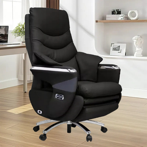Silla de Oficina Ergonómica de Cuero de Lujo con Función de Masaje - Silla Ejecutiva Reclinable con Diseño Confortable - Product Image 1