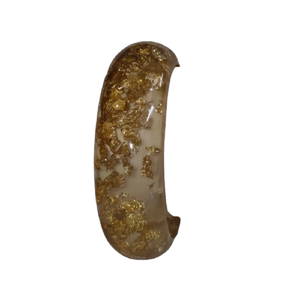 Bracelet en résine transparente avec incrustation de feuilles d'or, style luxueux, épais et transparent, en acrylique, avec accents de feuilles d'or scintillantes, durable - Product Image 4