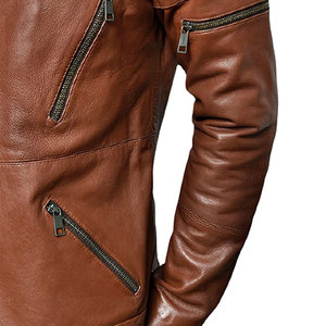 Nouvelle mode, style hiver, vêtements pour hommes, vestes en cuir de haute qualité, col montant, coupe-vent, respirant, fermeture éclair sur le devant - Product Image 6
