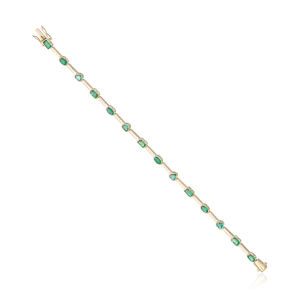 14k Yellow Gold Emerald Gemstone Stack Openable Bracelet <b>Fine</b> Jewelry Wholesale 2026 Latest Design - Product Image 4