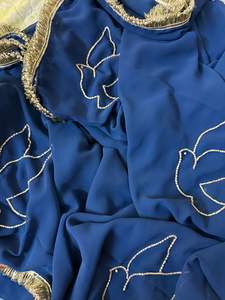 ผ้าไหมนิรันต์ทอมือแท้ ลายดอกไม้ สำหรับงานเลี้ยง ผ้าซาหรีทรงริชคัท พร้อมผ้าโพกศีรษะแบบดั้งเดิมสำหรับงานเลี้ยงอำลา - Product Image 2