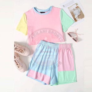 Ensemble short et crop top en coton personnalisé, décontracté, uni, pour l'extérieur, respirant, écologique et confortable, printemps/été - Product Image 3