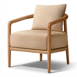 Fauteuil de jardin en teck artisanal, fauteuil en corde tressée imperméable avec coussins anti-UV pour espaces de vie extérieurs de luxe - Product Image 1
