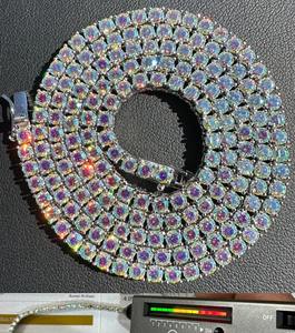 New Arrival <b>Rainbow</b> Moissanite Diamond Tennis Chain With 925 Silver Luxury Fine <b>Necklace</b> For Women Fashion At Low Price - Product Image 2